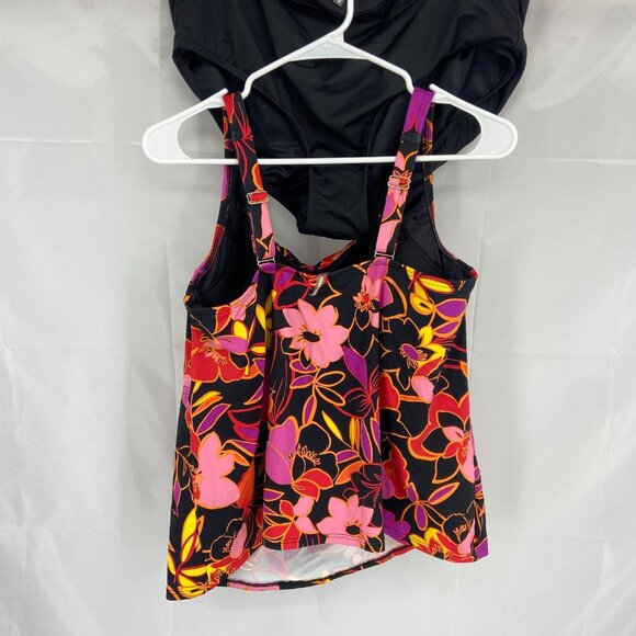 Lands End Swimsuit Set 16W DD Tankini Bikini Bottom Colorful Floral Pool Travel - Picture 3 of 13